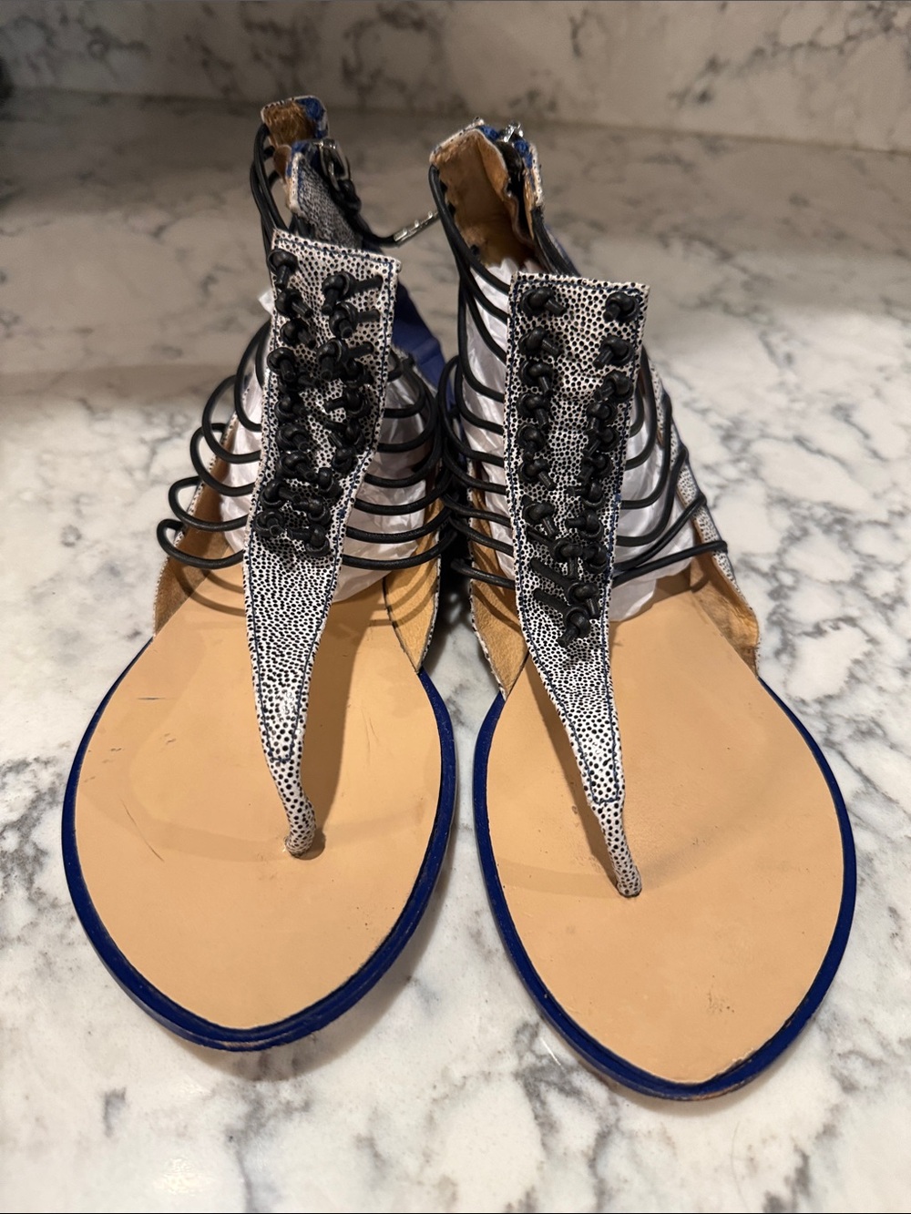 Women’s Black & White Gladiator Sandals